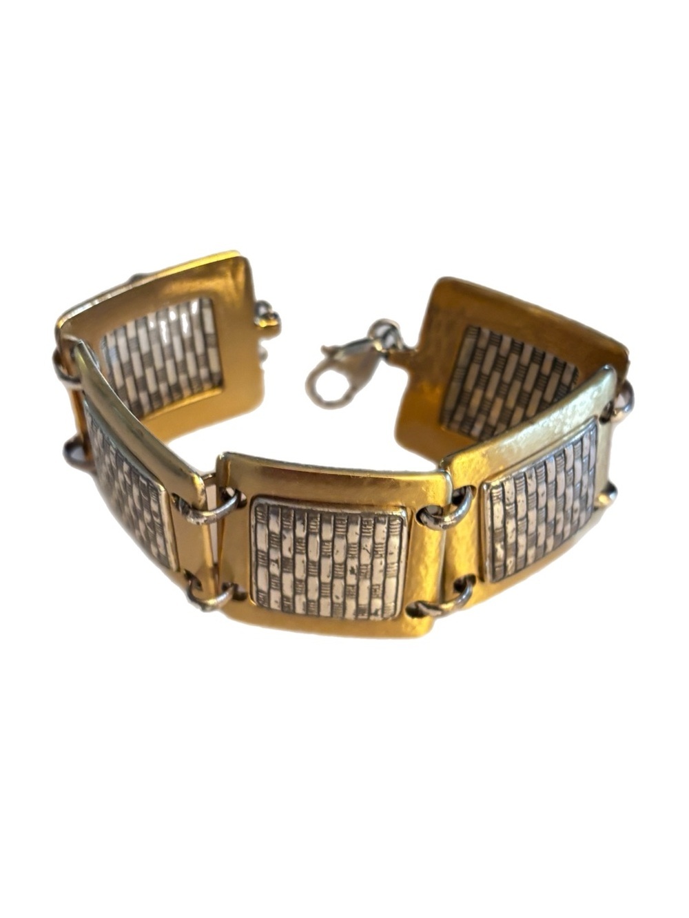 Brighton 2-tone wide square panel link bracelet gold & Silver Panels